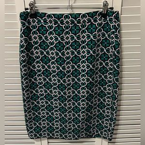 J. Crew Pale Pink Green & Black Abstract Print Pencil Dressy Business Skirt- 00